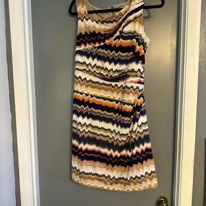 Vince Camuto Orange and Blue Asymmetrical Dress